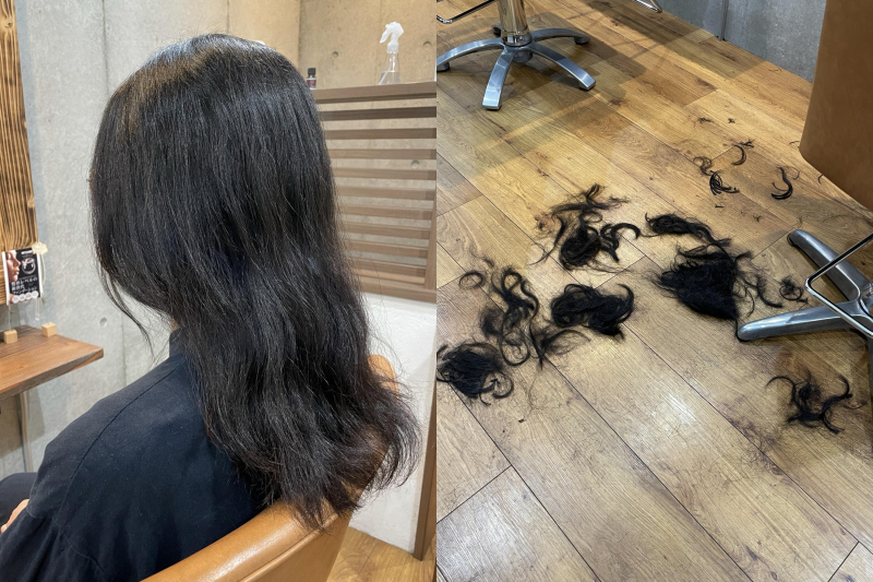 ロングヘアからくせ毛を活かしたショートボブにイメチェン